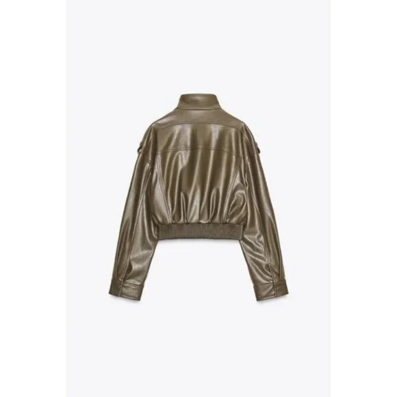 ZARA FAUX LEATHER SHORT JACKET - Picture 14 of 15